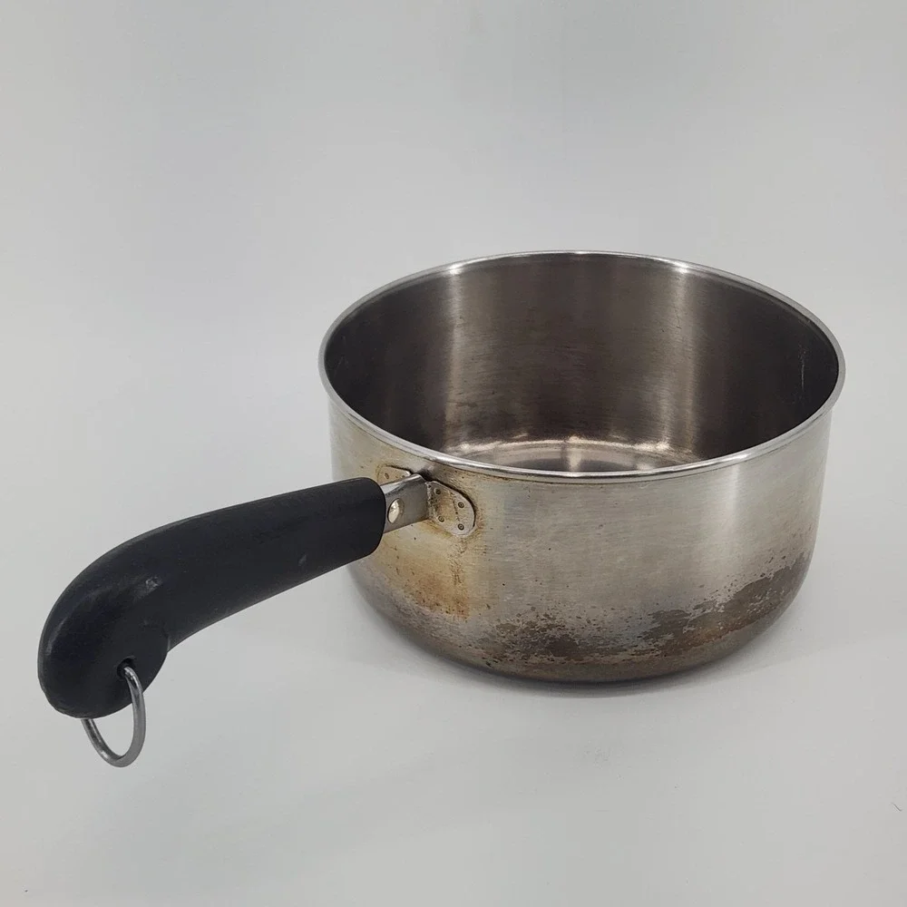 Revere Ware 2 Quart Saucepan Pot Stainless Steel Black Handle 91C Clinton IL USA